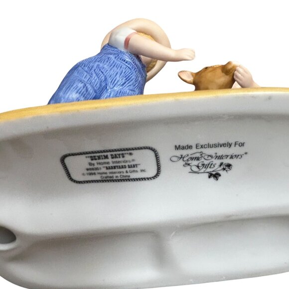 Home Interiors 1998 Denim Days Barnyard Baby Debbie  Danny Porcelain Figurine - Picture 5 of 6